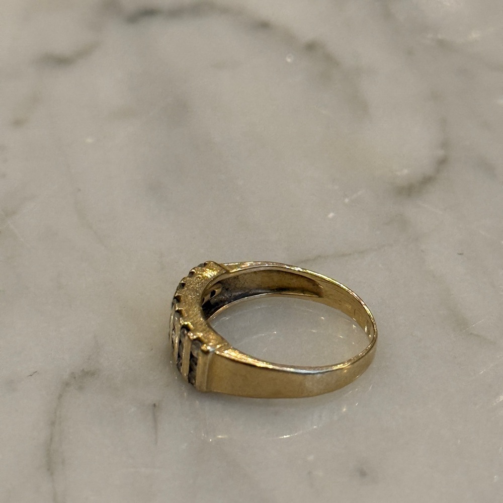 10k GOLD & DIAMOND Two-Row Cluster Band Ring, Circa 1980s–90s - Picture 5 of 6